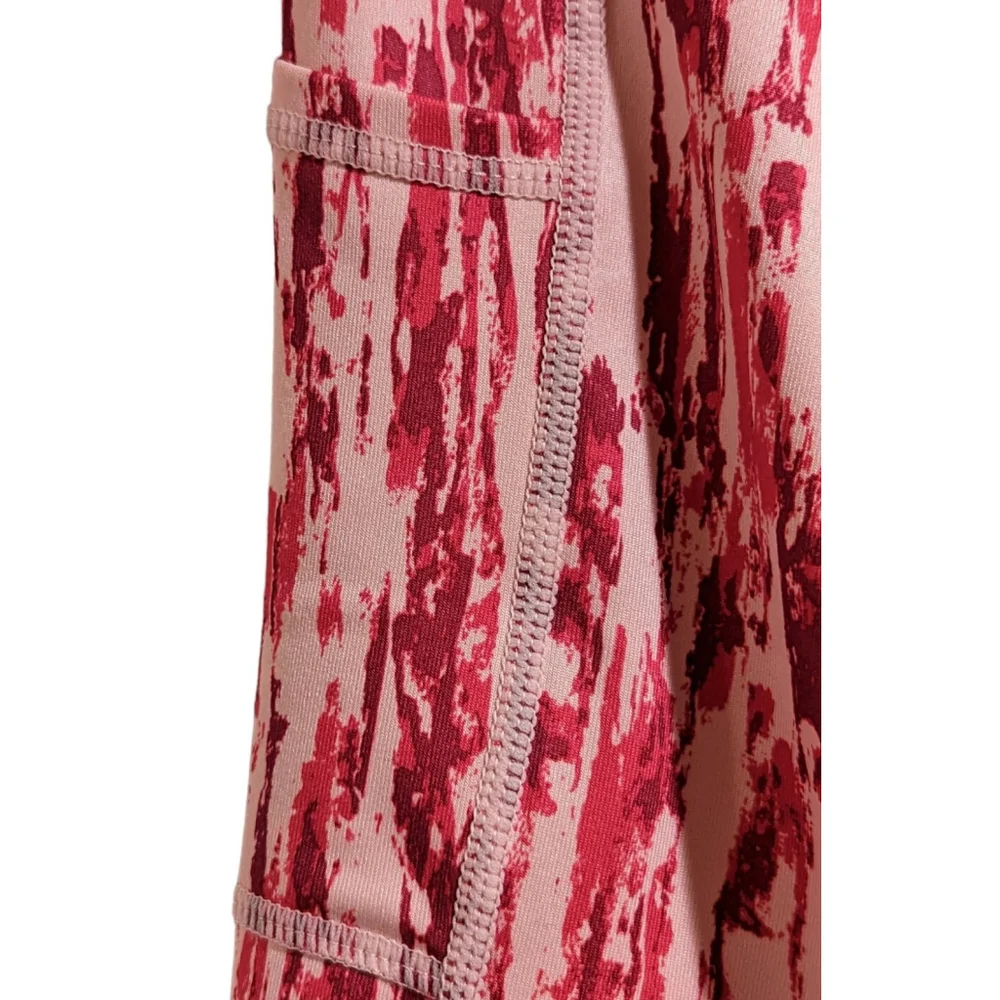 Zella Leggings Girl Lrg Pink Print Athletic High Waist Yoga Pockets NWOT